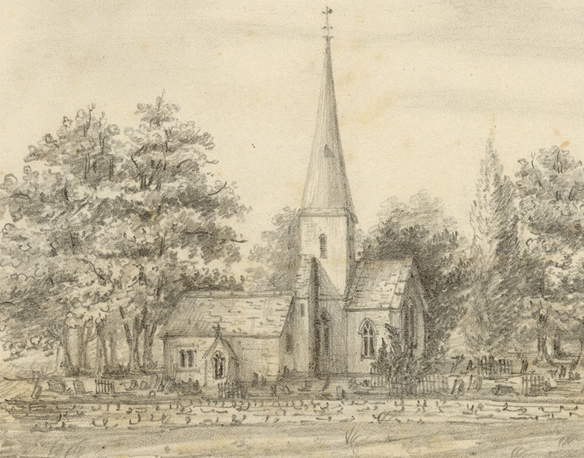 C.A. Collis, St Peter's Church, Leckhampton, Cheltenham – Late 19th-century graphite drawing