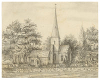 C.A. Collis, St Peter's Church, Leckhampton, Cheltenham – Late 19th-century graphite drawing