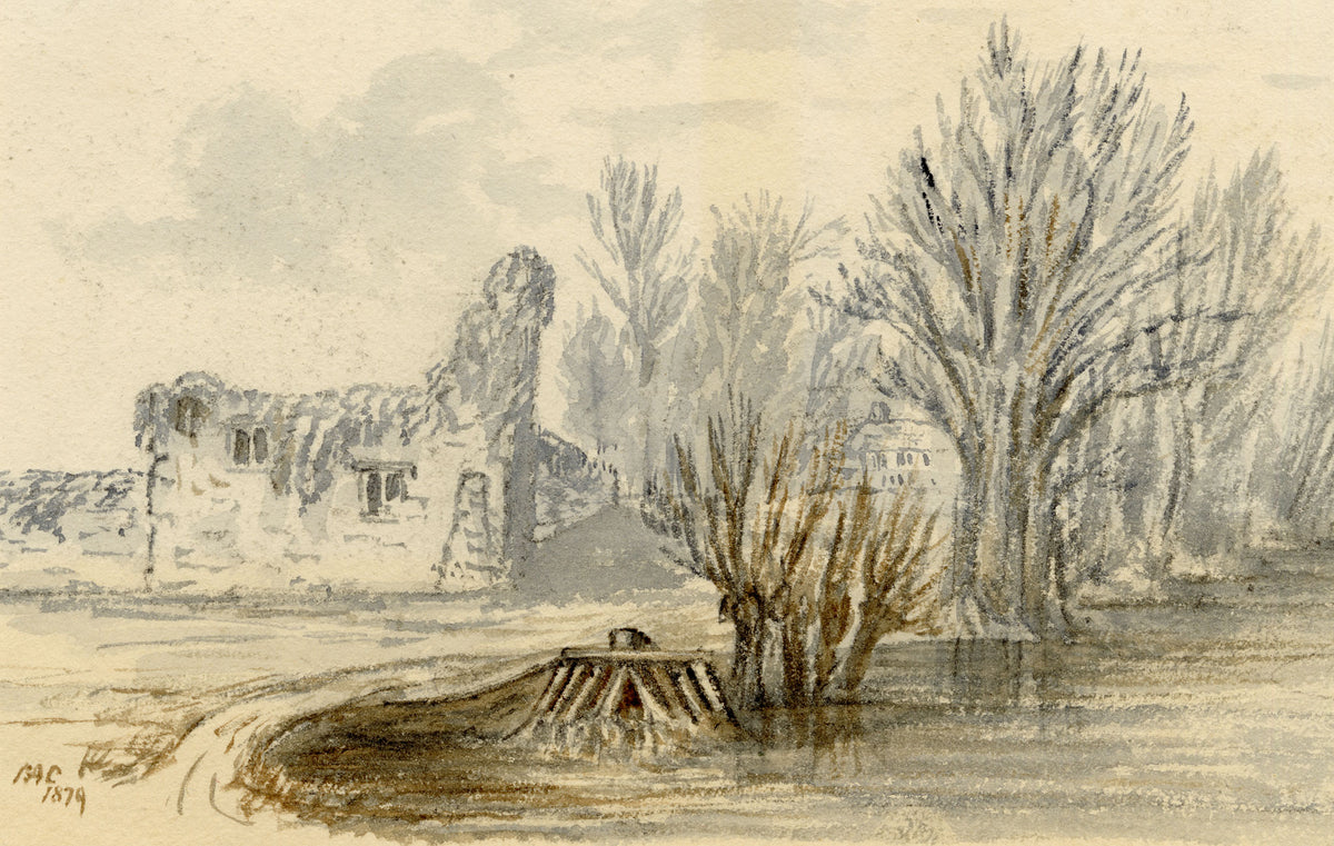 C.A. Collis, Godstow Abbey Priory Nunnery, Oxford – 1879 watercolour painting