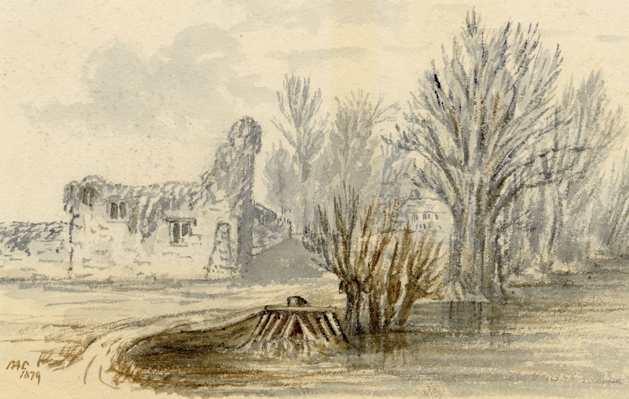 C.A. Collis, Godstow Abbey Priory Nunnery, Oxford – 1879 watercolour painting