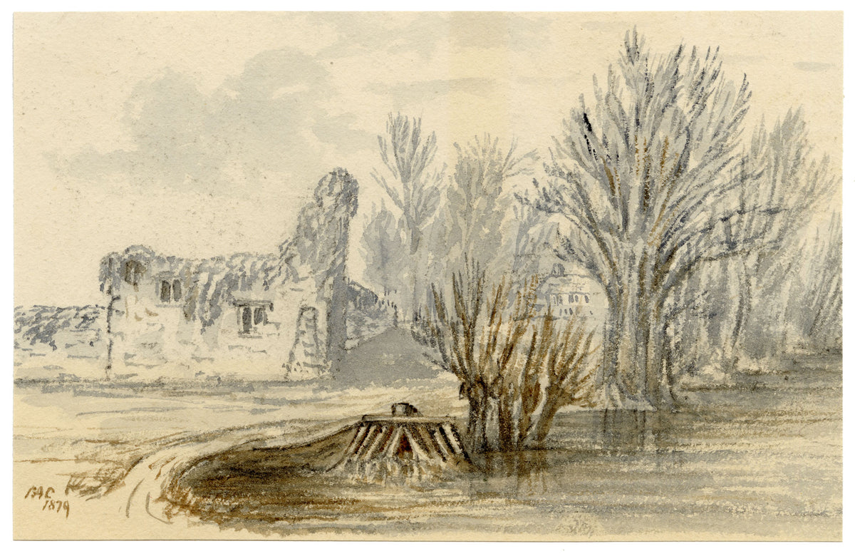 C.A. Collis, Godstow Abbey Priory Nunnery, Oxford – 1879 watercolour painting