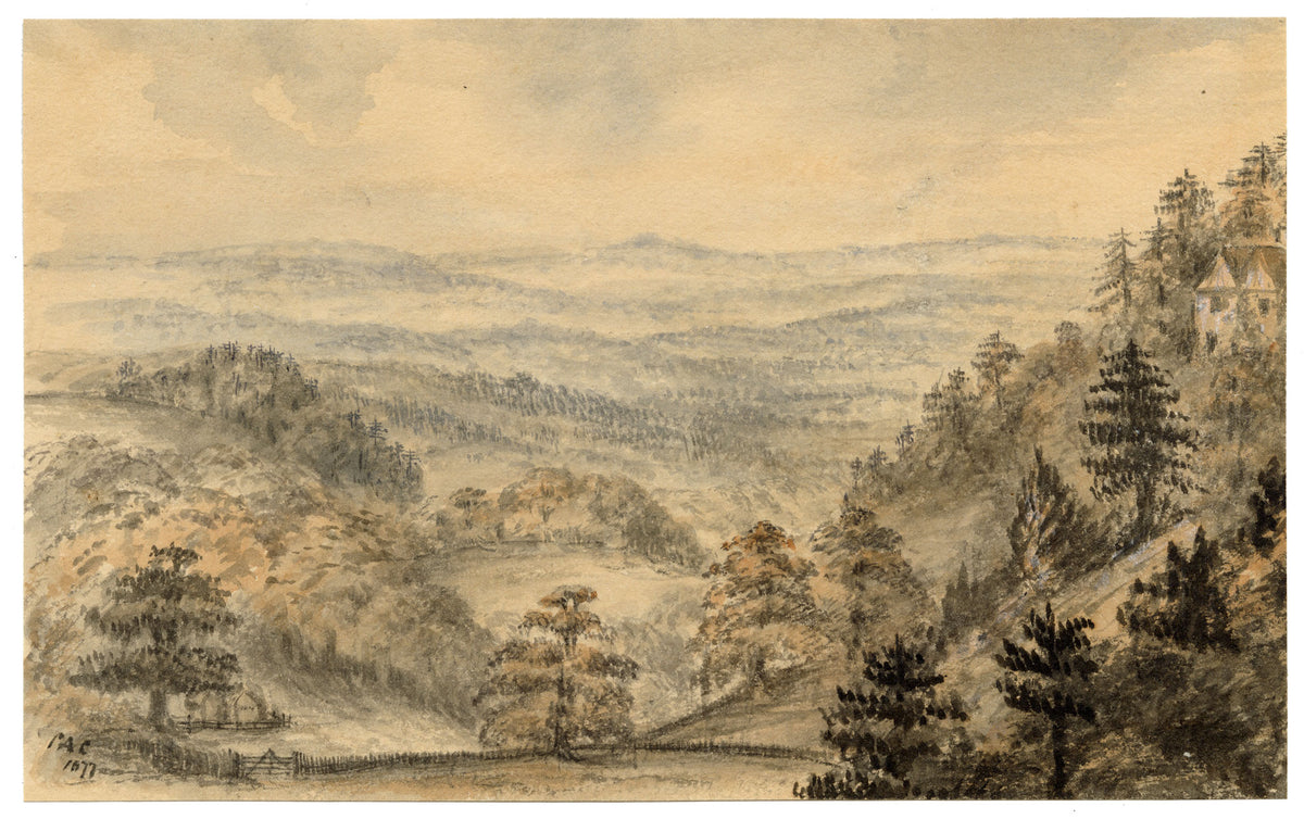 C.A. Collis, Happy Valley from Rusthall Common, Tunbridge Wells, Kent – 1877 watercolour painting