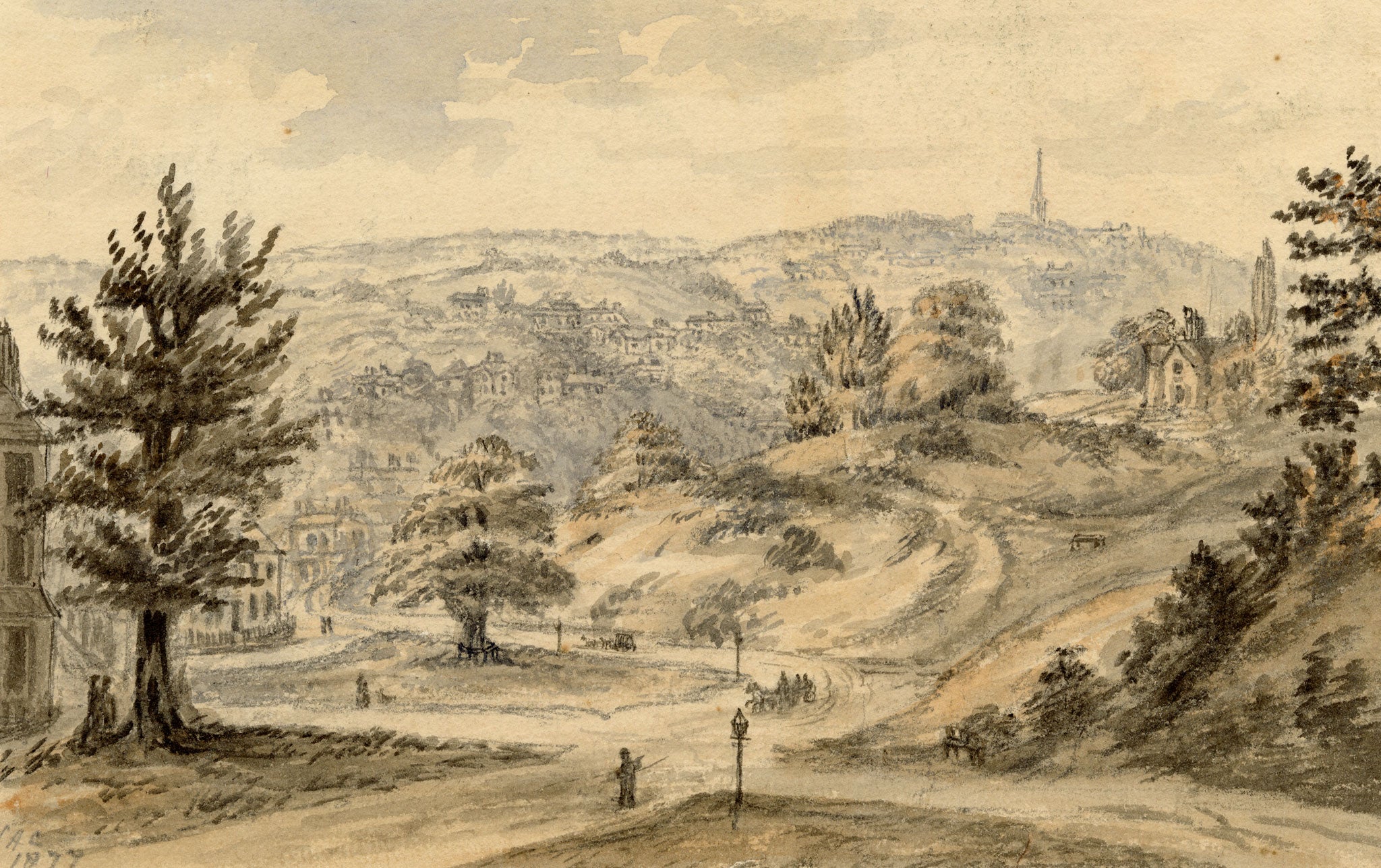 C.A. Collis, Tunbridge Wells from Mount Ephraim, Kent – 1877 watercolour painting