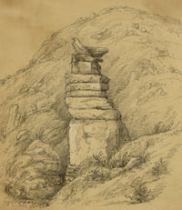 C.A. Collis, Devil's Cheesering, Valley of the Rocks, Devon – 1864 graphite drawing