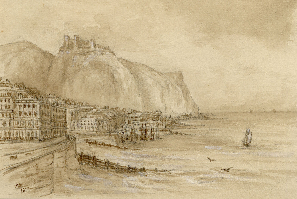 C.A. Collis, Hastings from the Pier at St Leonards, Sussex – 1877 watercolour painting