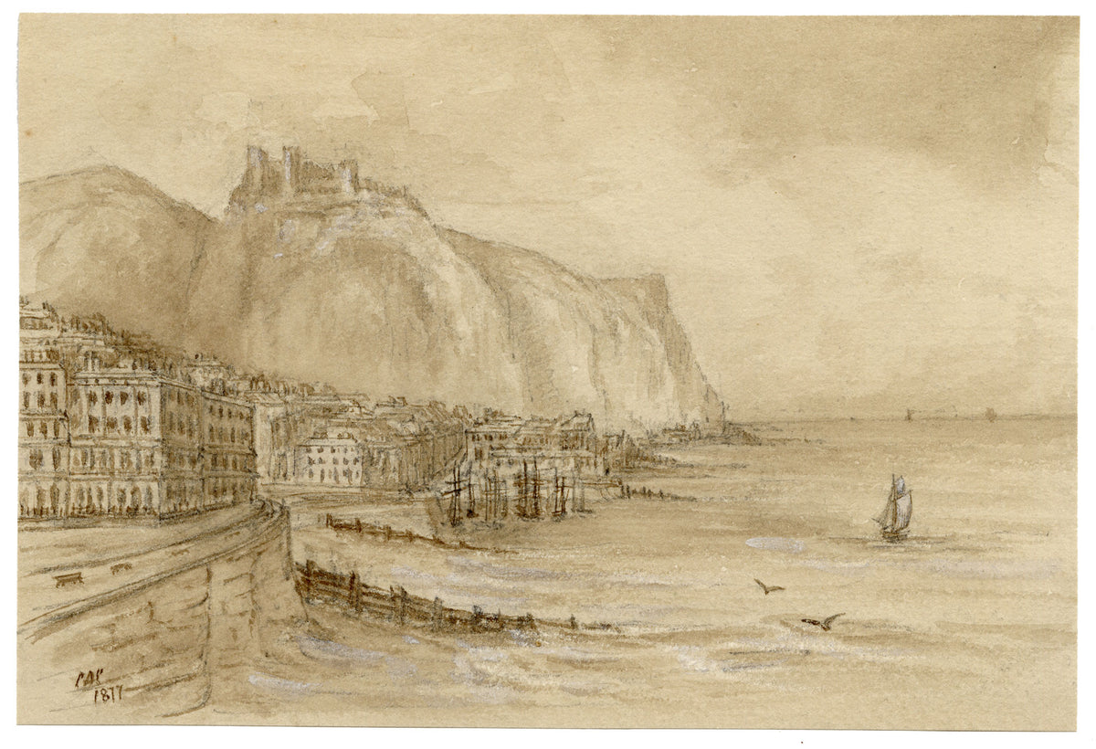 C.A. Collis, Hastings from the Pier at St Leonards, Sussex – 1877 watercolour painting