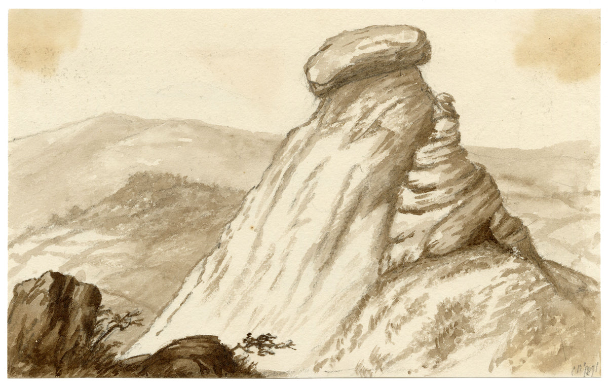 C.A. Collis, Blackingstone Rock, Moretonhampstead, Dartmoor, Devon – 1891 watercolour painting