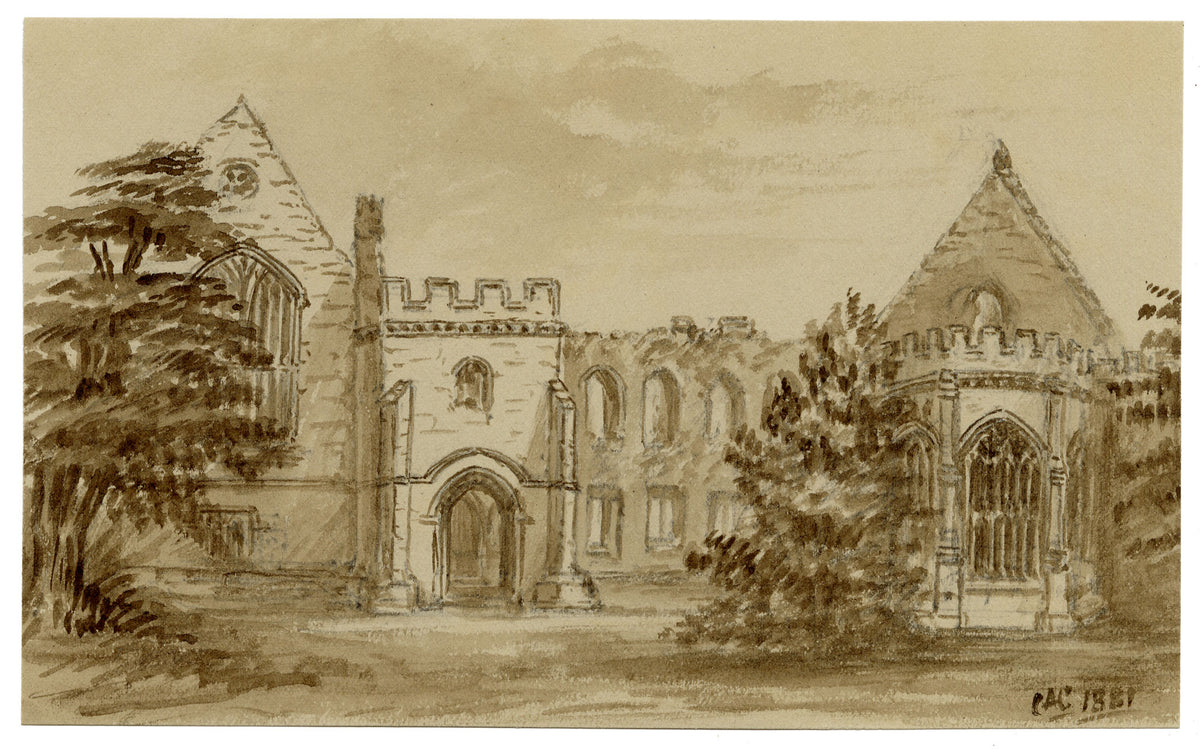 C.A. Collis, Wingfield Manor Inner Court, Derbyshire – 1881 watercolour painting