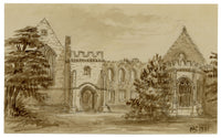 C.A. Collis, Wingfield Manor Inner Court, Derbyshire – 1881 watercolour painting