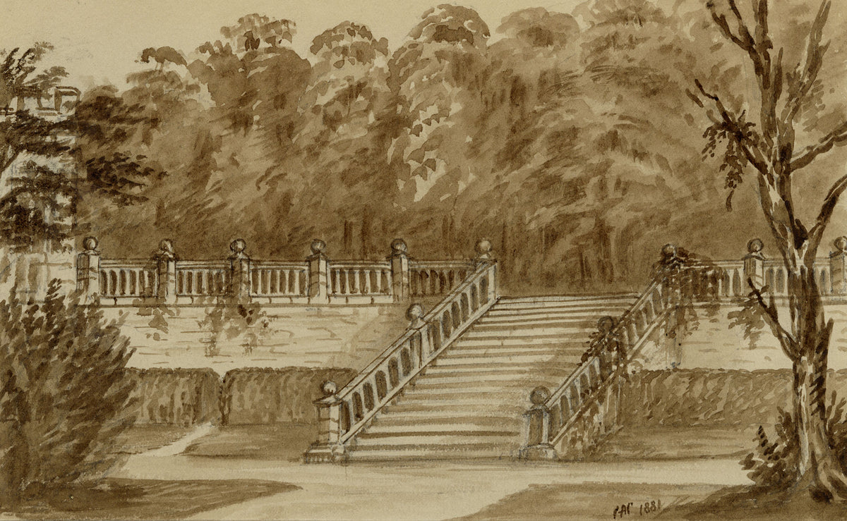 C.A. Collis, The Terrace, Haddon Hall, Derbyshire – 1881 watercolour painting