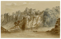 C.A. Collis, Chepstow Castle from River Wye, Monmouthshire, Wales – Late 19th-century watercolour painting