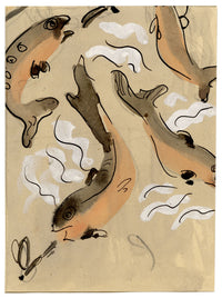 Jean Mary Ogilvie, Miniature Art Deco Carp Fish Design – 1930s gouache painting