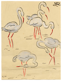 Jean Mary Ogilvie, Art Deco Stork Pattern Design – 1930s gouache painting