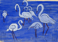Jean Mary Ogilvie, Art Deco Stork Pattern Design in Blue – 1930s gouache painting