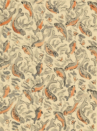 Jean Mary Ogilvie, Art Deco Carp Fish Pattern Design – 1930s gouache painting