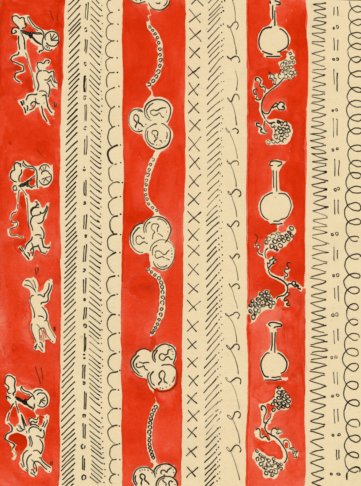 Jean Mary Ogilvie, Art Deco Neoclassical Pattern Design – 1930s gouache painting