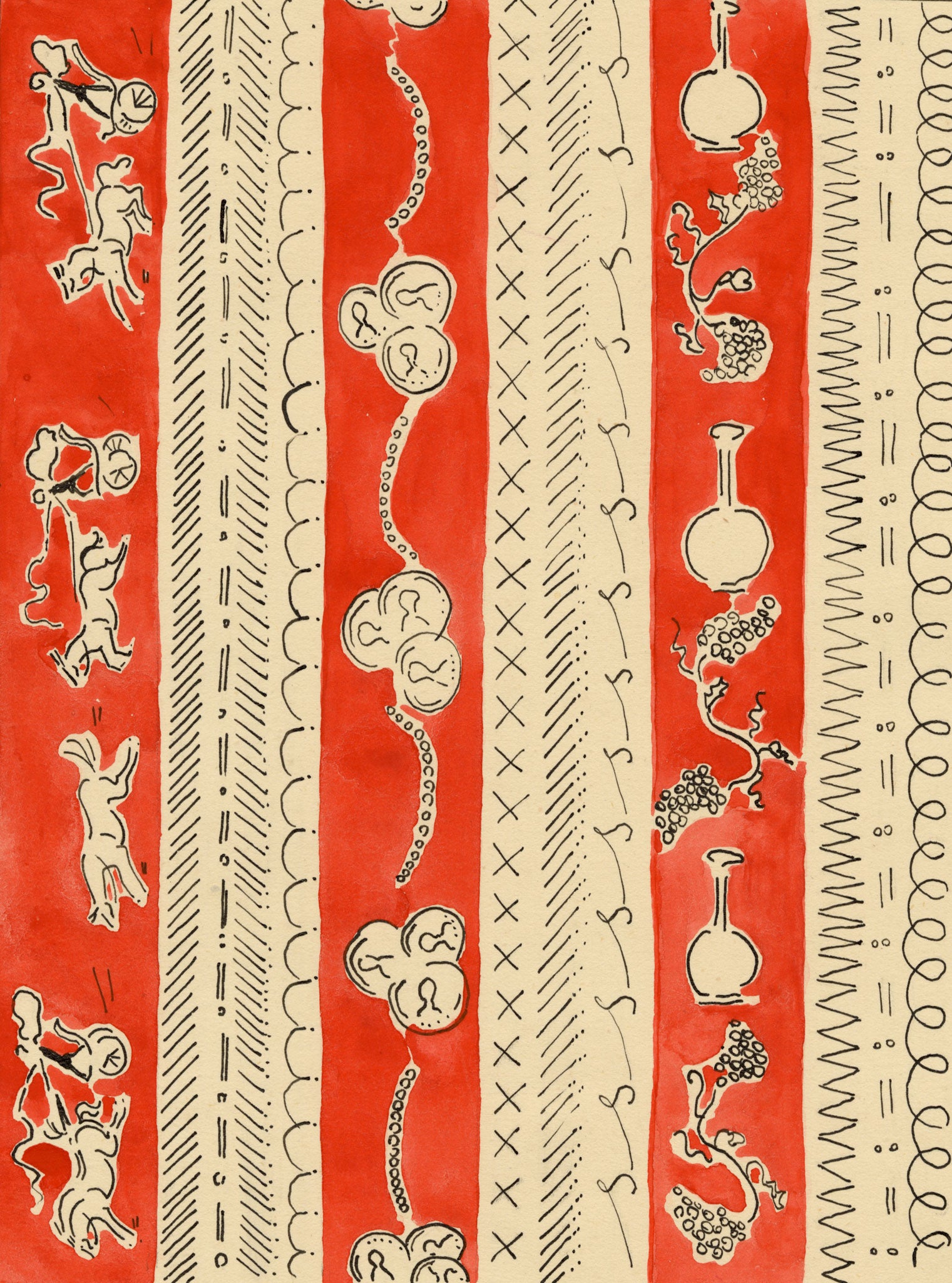 Jean Mary Ogilvie, Art Deco Neoclassical Pattern Design – 1930s gouache painting