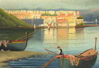 Neapolitan School, Bay of Naples with Vesuvius in Eruption – Late 19th-century oil painting