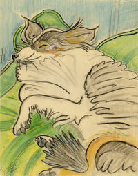 Jean Mary Ogilvie, Sleeping Collie Dog – 1930s pastel drawing