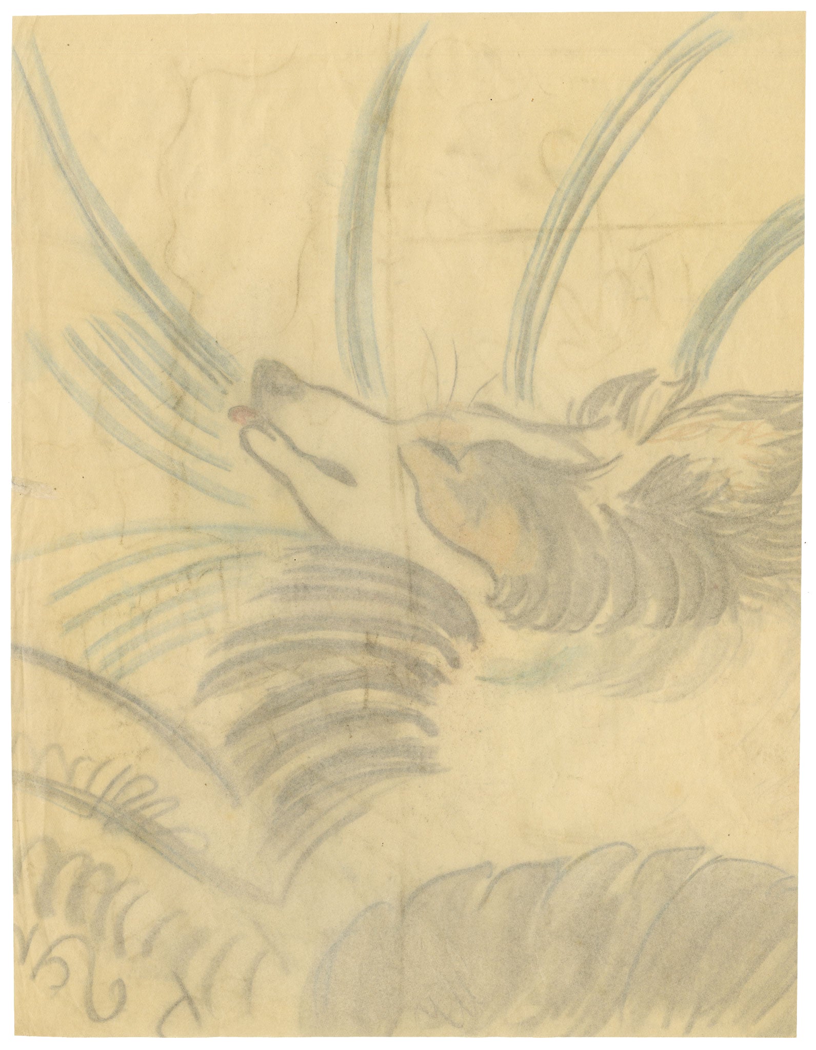Jean Mary Ogilvie, Sleeping Collie Dog – 1930s pastel drawing