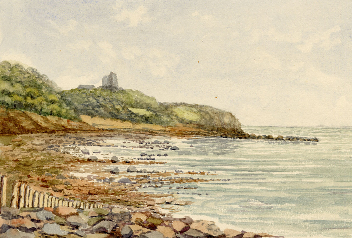 Keswick Sketching Club, Heysham, St Patrick’s Chapel, Morecambe Bay – 1874 watercolour painting
