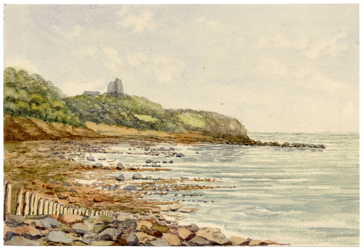 Keswick Sketching Club, Heysham, St Patrick’s Chapel, Morecambe Bay – 1874 watercolour painting