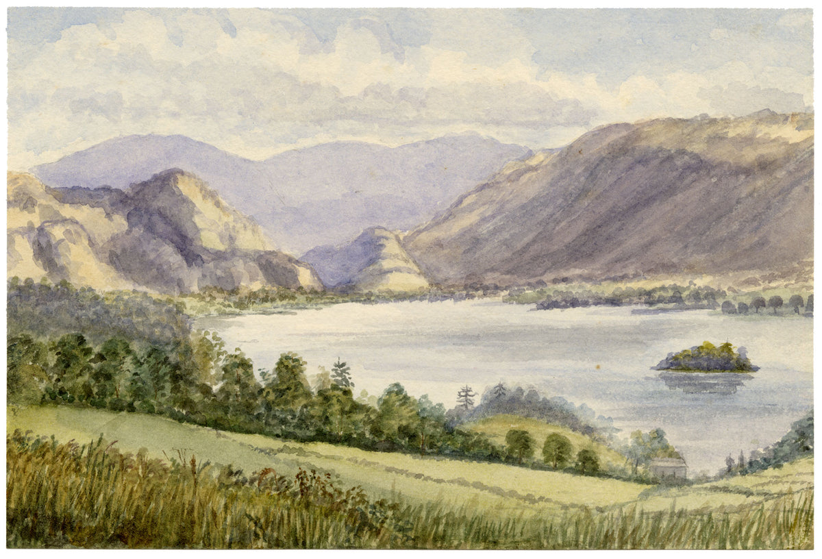 Keswick Sketching Club, Lake District View – 1870s watercolour painting