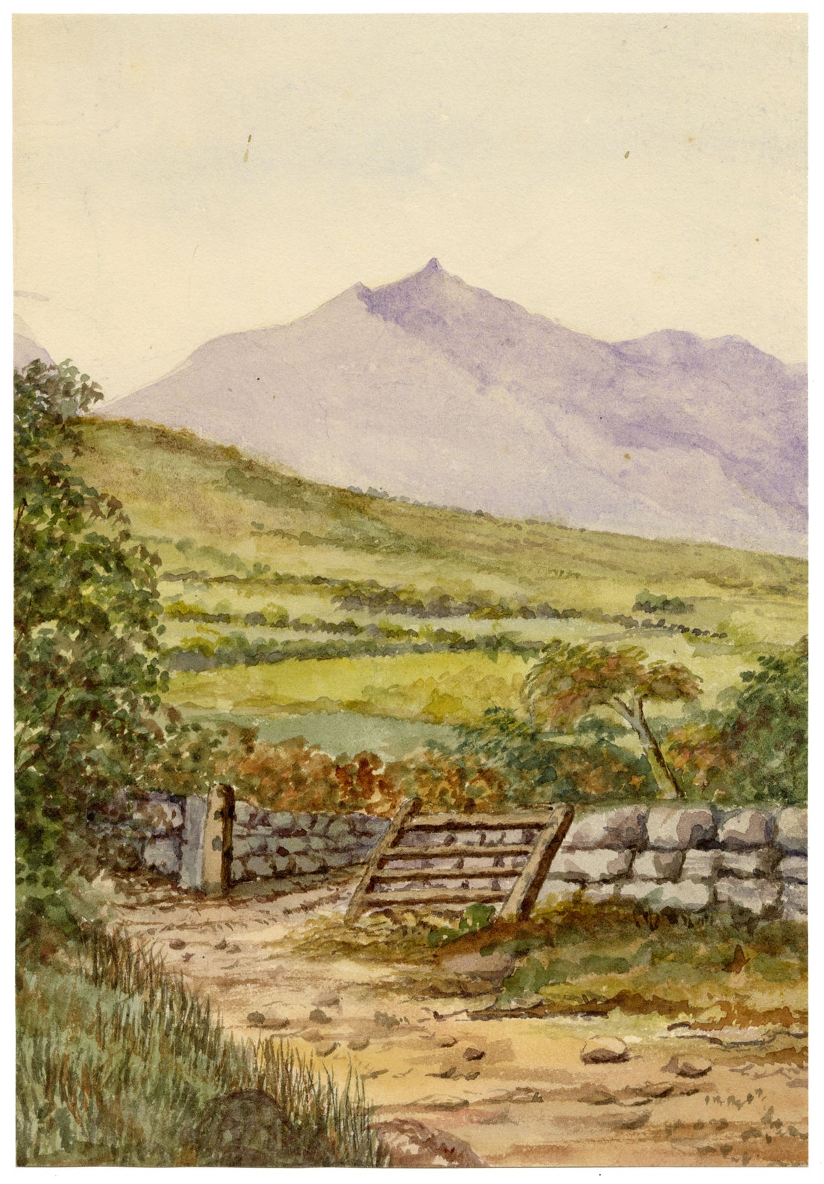 Keswick Sketching Club, Mount Snowdon from Harlech, Wales – 1870s watercolour painting