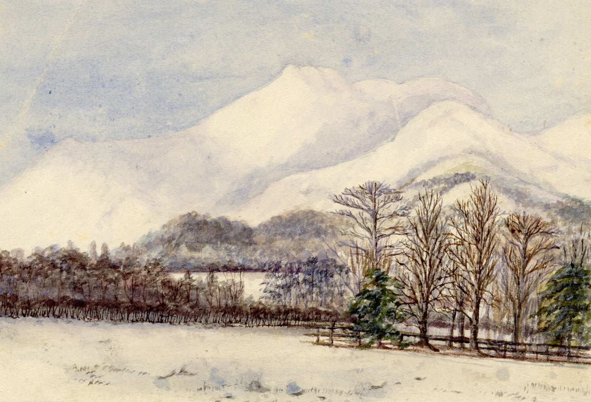 Keswick Sketching Club, Causey Pike & Barrow, Lake District – 1870s watercolour painting