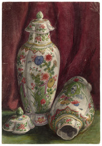 Keswick Sketching Club, Chinoiserie Jars Still Life – 1879 watercolour painting