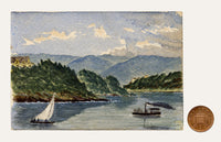 Cmdr Alfred M. Causton RN, River View with Steamboat, Possibly Rhine – 1872 watercolour painting