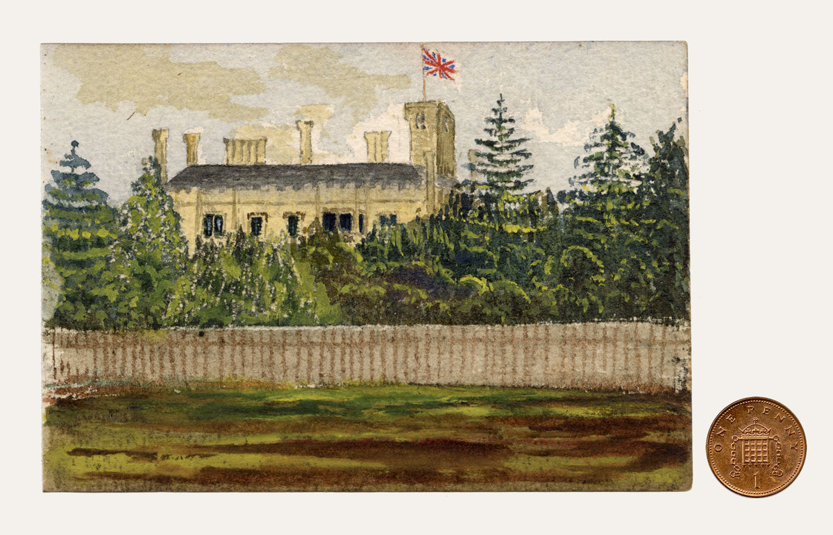 Cmdr Alfred M. Causton RN, Government House, Sydney Cove, Australia – 1873 watercolour painting