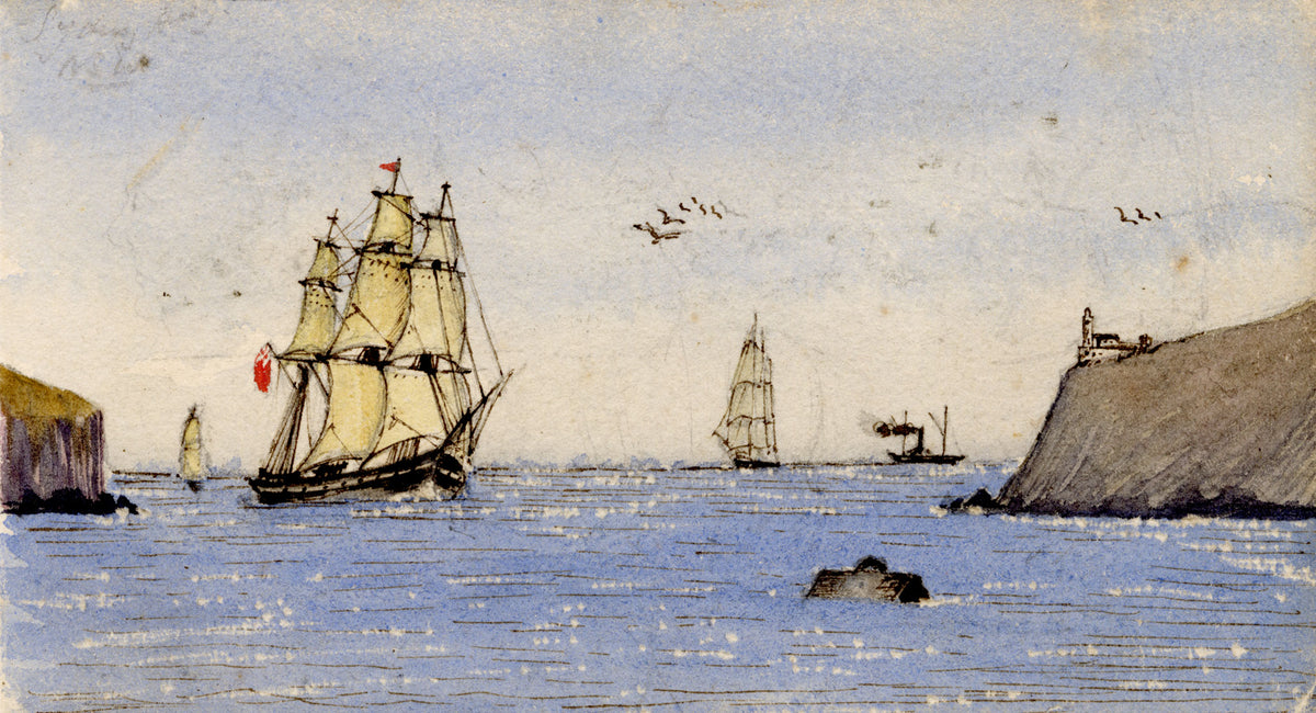 Cmdr Alfred M. Causton RN, Sydney Harbour, New South Wales, Australia – 1868 watercolour painting