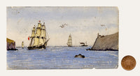 Cmdr Alfred M. Causton RN, Sydney Harbour, New South Wales, Australia – 1868 watercolour painting