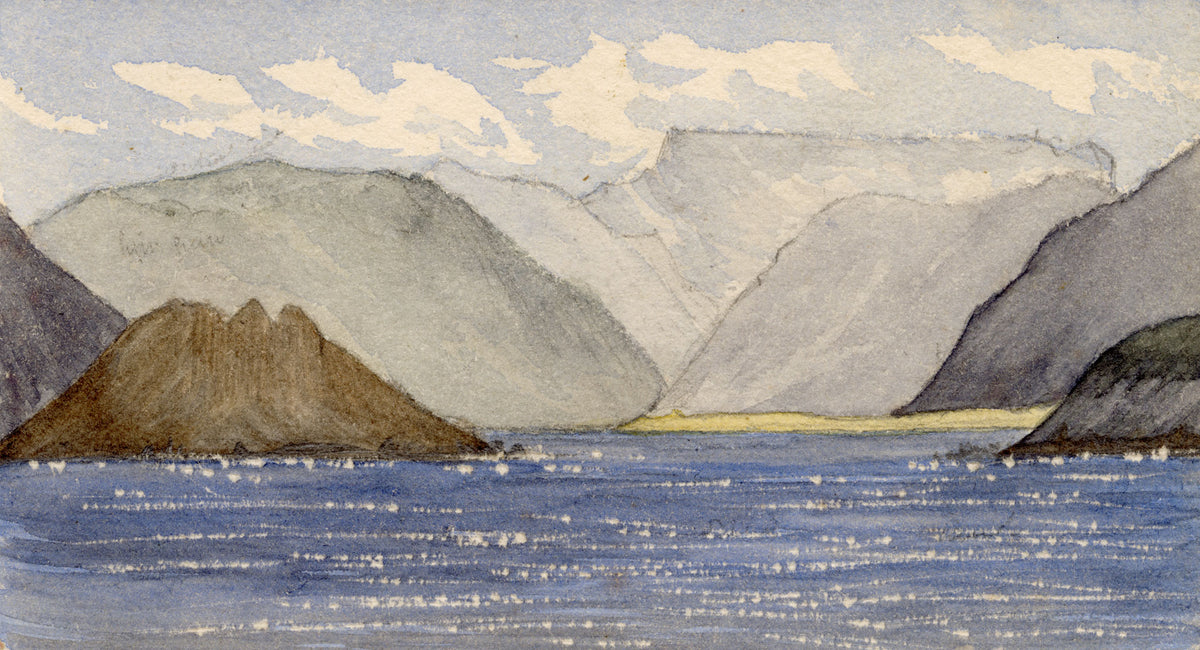 Cmdr Alfred M. Causton RN, Hout Bay & Table Mountains, Cape Colony (South Africa) – 1868 watercolour painting