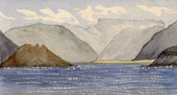 Cmdr Alfred M. Causton RN, Hout Bay & Table Mountains, Cape Colony (South Africa) – 1868 watercolour painting
