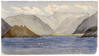 Cmdr Alfred M. Causton RN, Hout Bay & Table Mountains, Cape Colony (South Africa) – 1868 watercolour painting