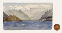 Cmdr Alfred M. Causton RN, Hout Bay & Table Mountains, Cape Colony (South Africa) – 1868 watercolour painting