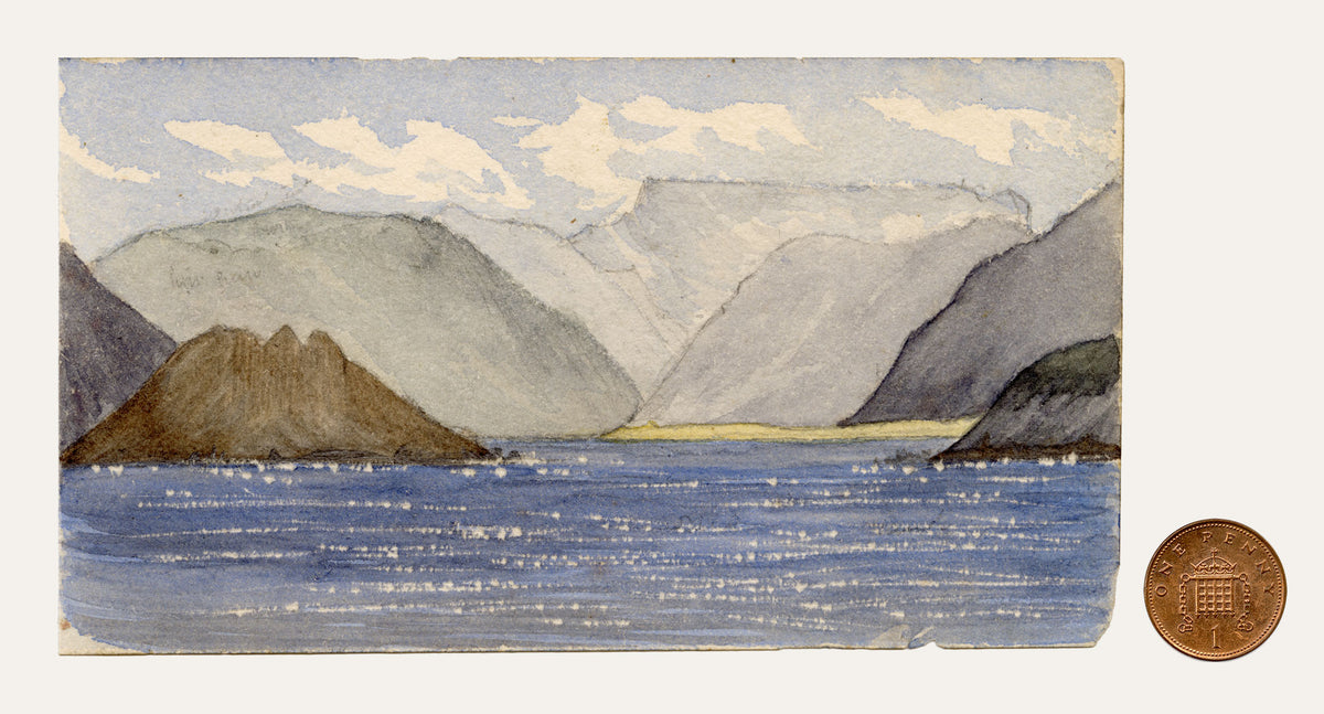 Cmdr Alfred M. Causton RN, Hout Bay & Table Mountains, Cape Colony (South Africa) – 1868 watercolour painting