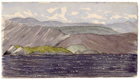 Cmdr Alfred M. Causton RN, Coast from Wellington, New Zealand – 1869 watercolour painting
