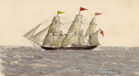 Cmdr Alfred M. Causton RN, Quarantine Ship off Port Adelaide, South Australia – 1869 watercolour painting