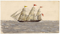 Cmdr Alfred M. Causton RN, Quarantine Ship off Port Adelaide, South Australia – 1869 watercolour painting