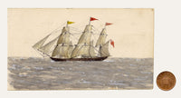 Cmdr Alfred M. Causton RN, Quarantine Ship off Port Adelaide, South Australia – 1869 watercolour painting