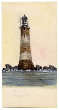 Cmdr Alfred M. Causton RN, Eddystone Lighthouse, Cornwall – 1869 watercolour painting