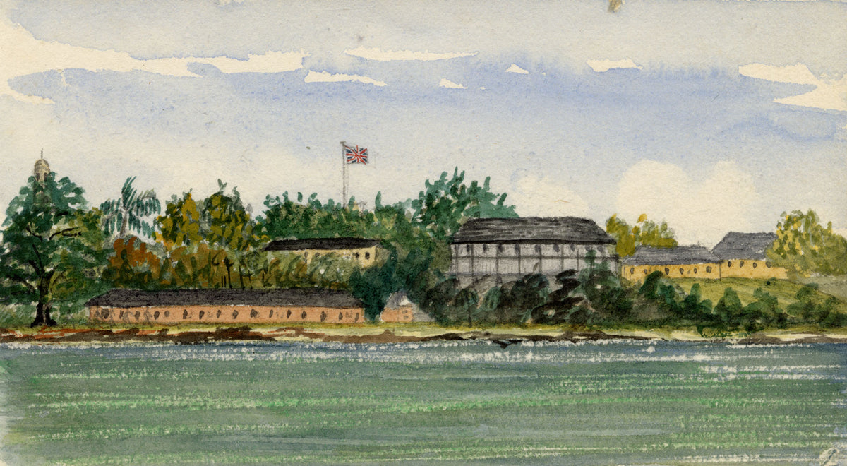 Cmdr Alfred M. Causton RN, Barbados Coast British Garrison – 1869 watercolour painting