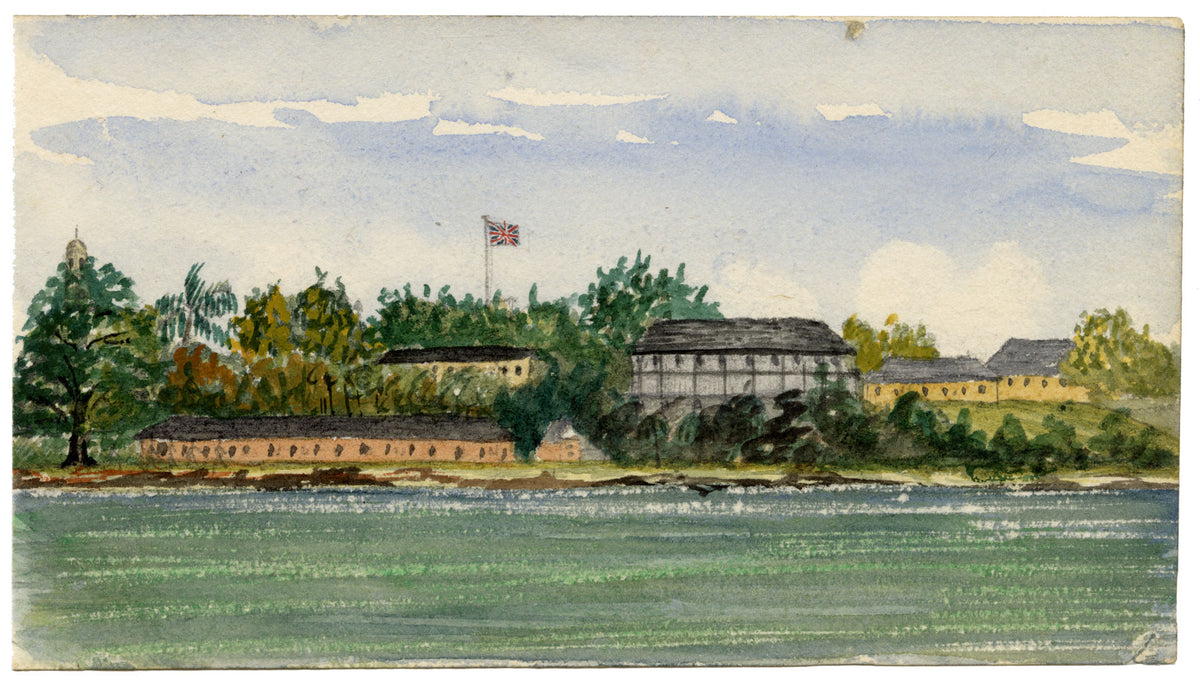 Cmdr Alfred M. Causton RN, Barbados Coast British Garrison – 1869 watercolour painting