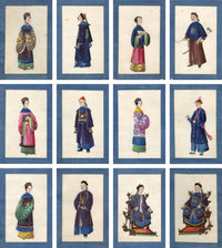 Chinese Qing Dynasty Album of Court Figure Paintings on Pith, Canton, 19th-century