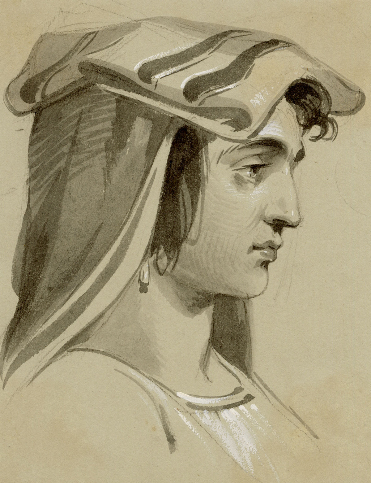 Alice J. Morton, Portrait of a Southern Italian Woman – Mid-19th-century watercolour painting