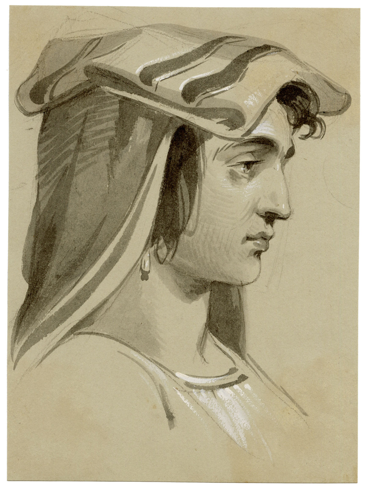 Alice J. Morton, Portrait of a Southern Italian Woman – Mid-19th-century watercolour painting