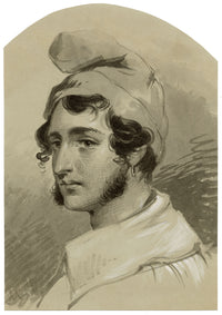 Alice J. Morton, Portrait of a Young Man with Phrygian Cap – Mid-19th-century watercolour painting